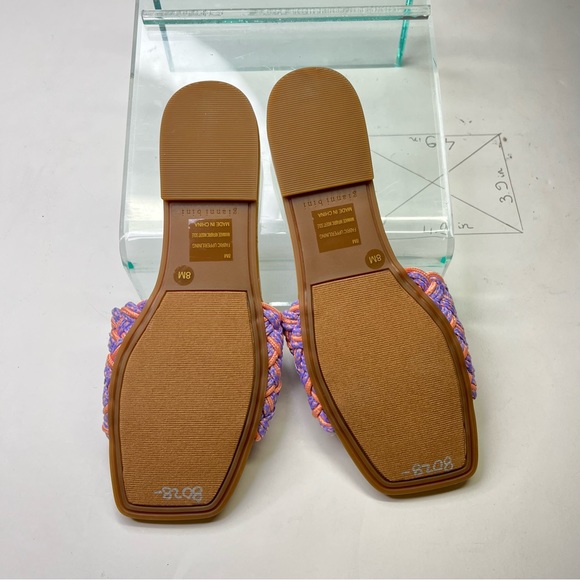 Gianni Bini Womens Woven Band Square Toe Sandals 8M Pink Multi Slide Memory Foam - Picture 2 of 8